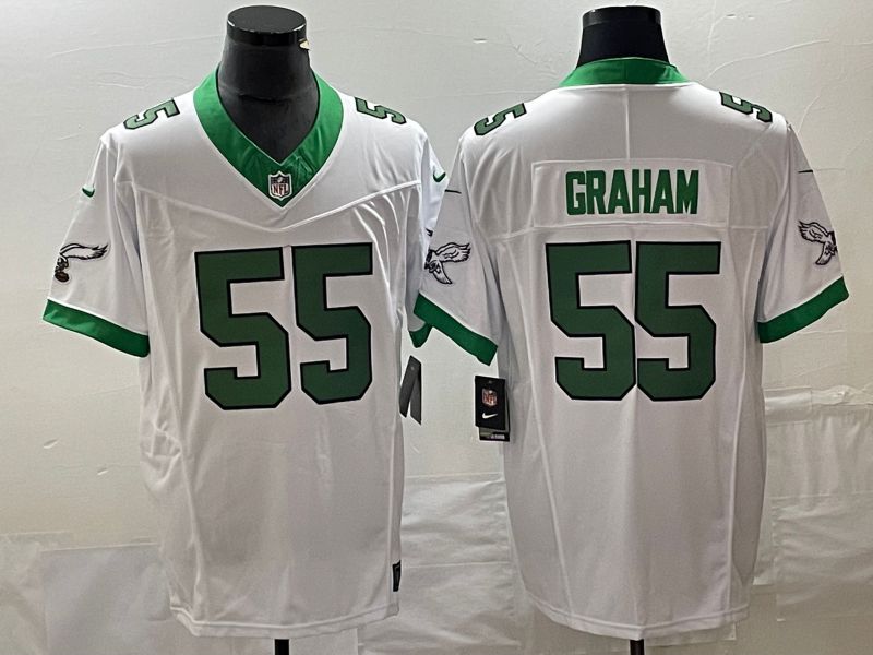 Men Philadelphia Eagles 55 Graham White Nike Throwback Vapor Limited NFL Jersey